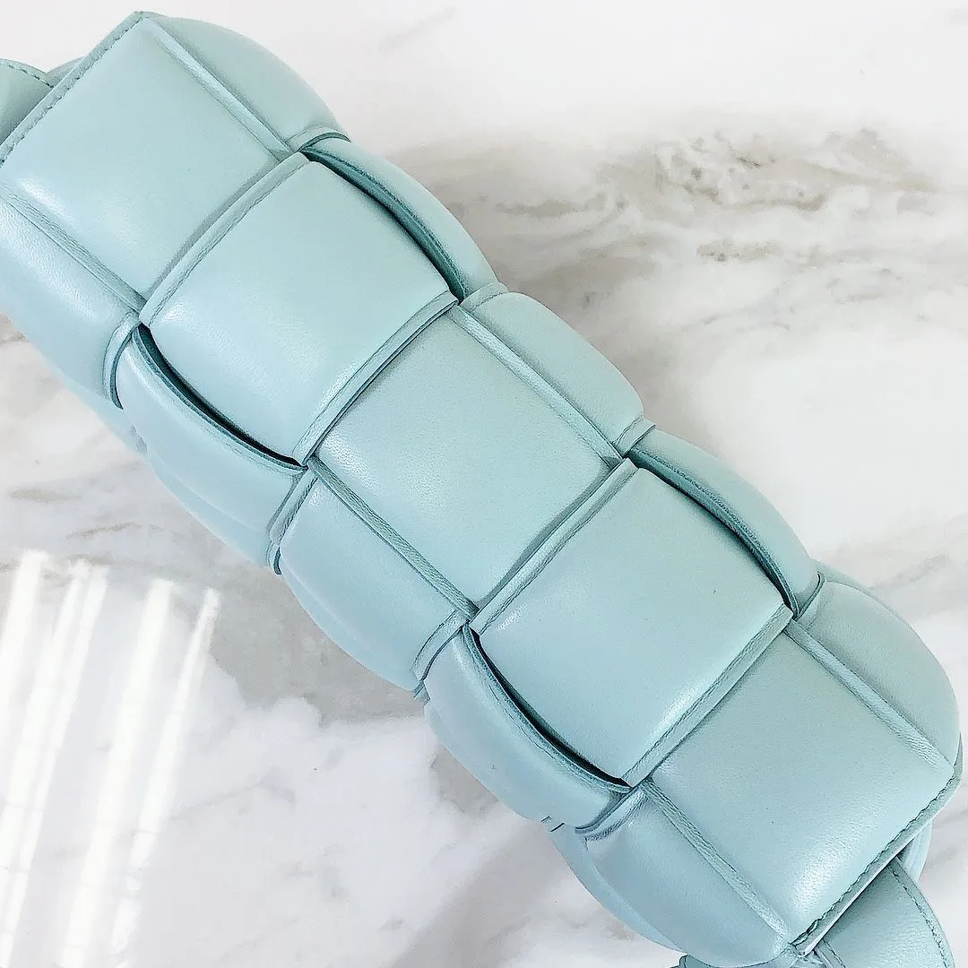Bottega Veneta Padded Casette Sky Blue Supple Lambskin, Silver-tone Hardware