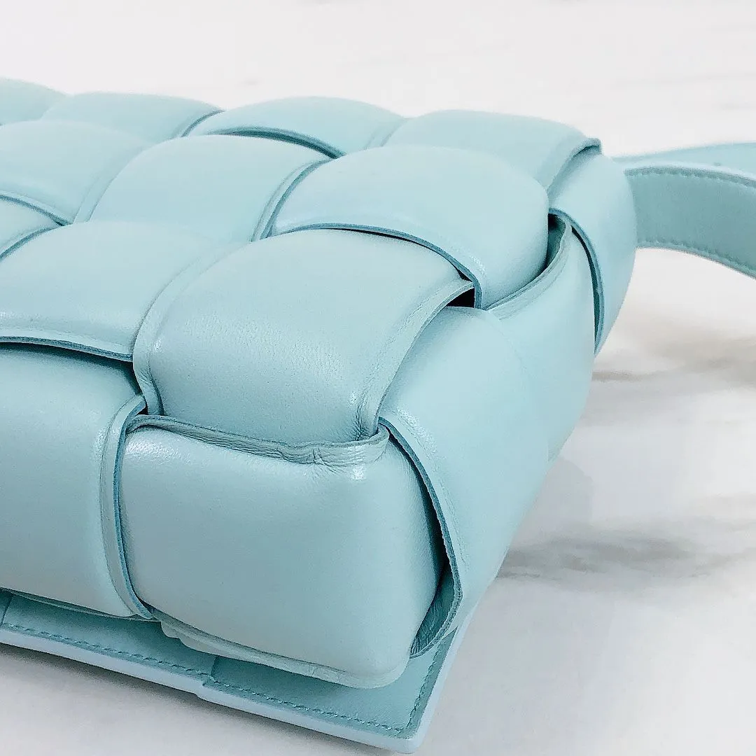 Bottega Veneta Padded Casette Sky Blue Supple Lambskin, Silver-tone Hardware