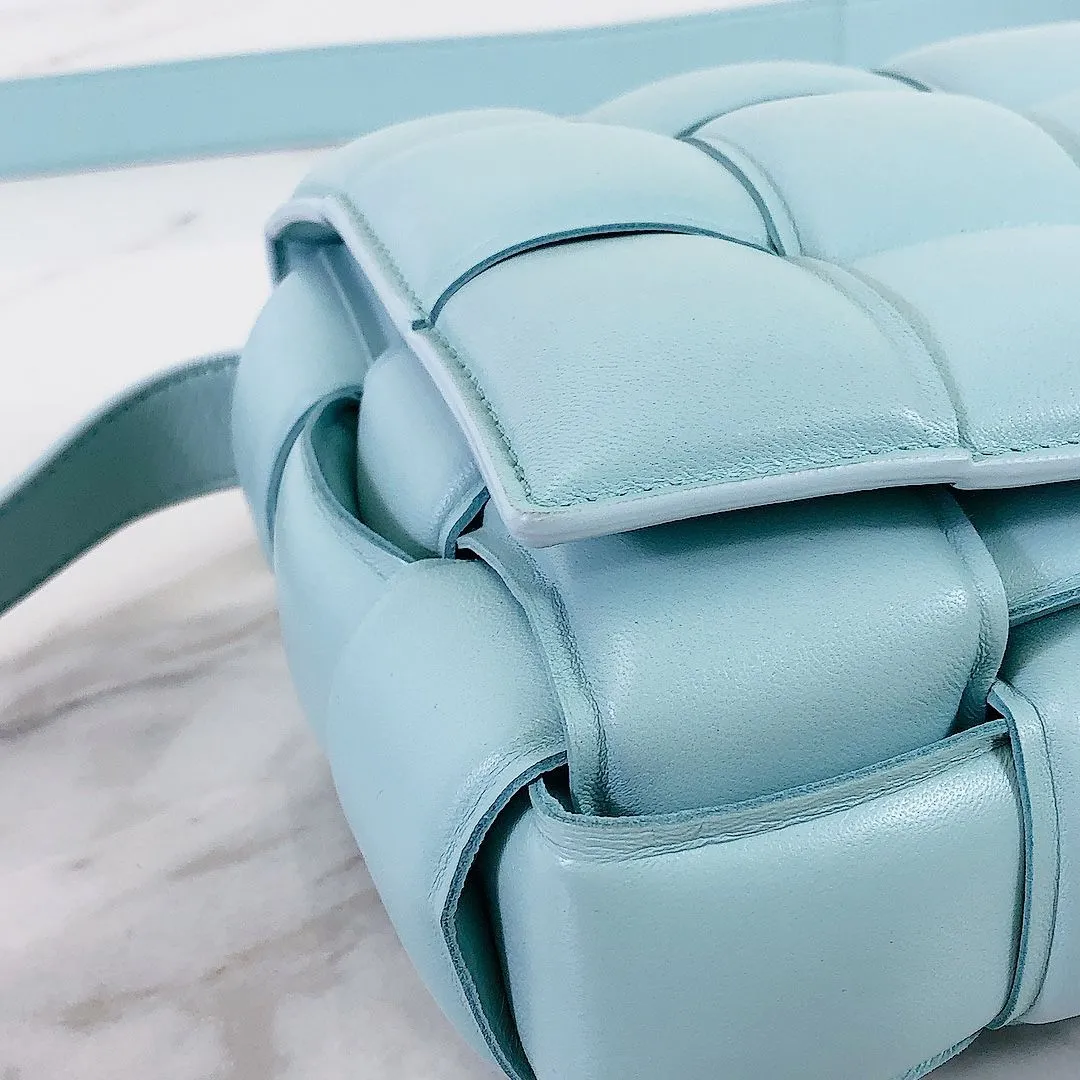 Bottega Veneta Padded Casette Sky Blue Supple Lambskin, Silver-tone Hardware