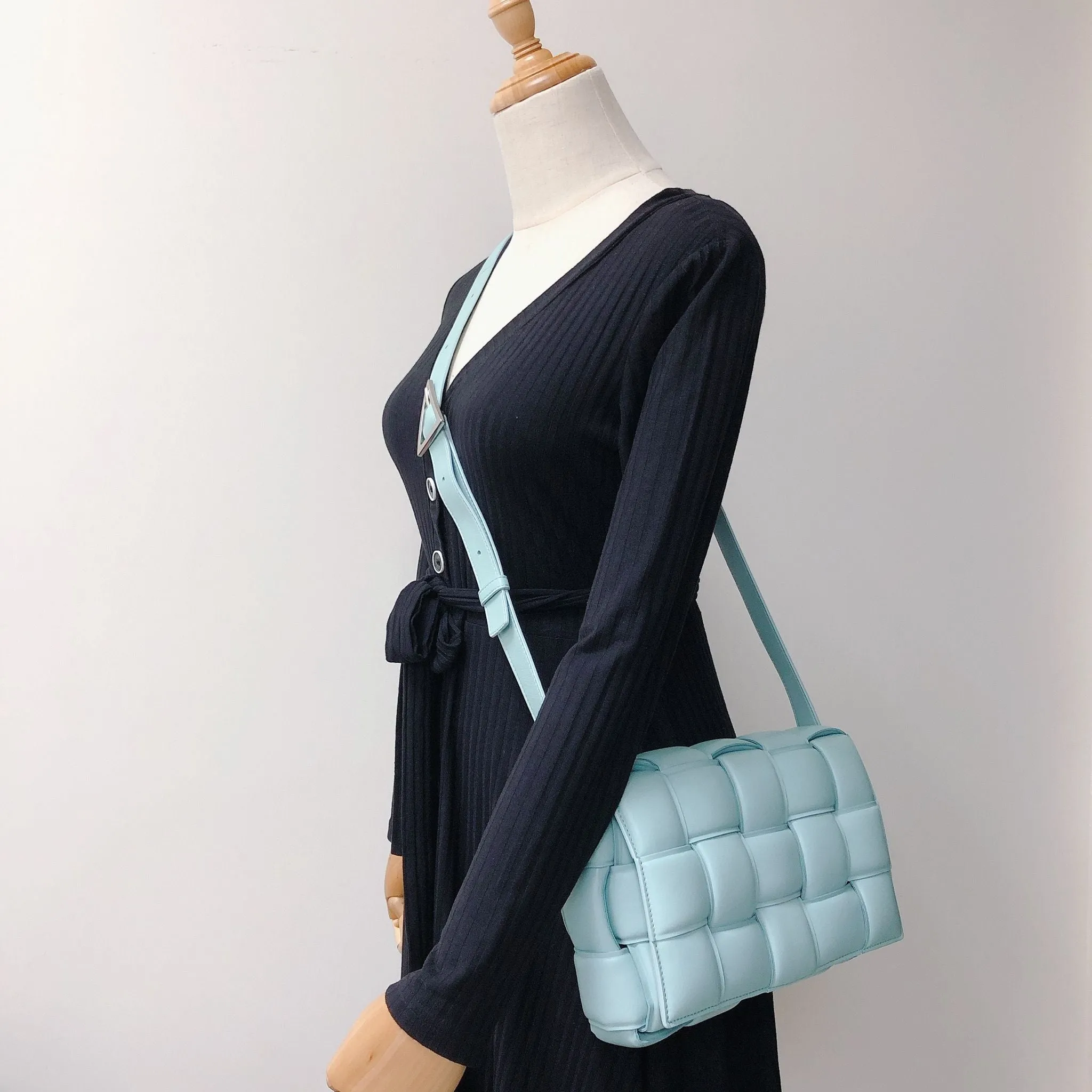 Bottega Veneta Padded Casette Sky Blue Supple Lambskin, Silver-tone Hardware