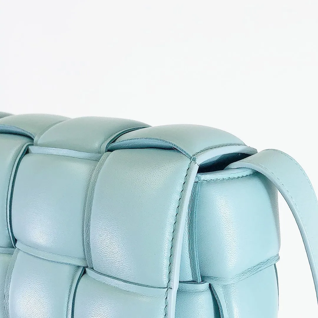 Bottega Veneta Padded Casette Sky Blue Supple Lambskin, Silver-tone Hardware