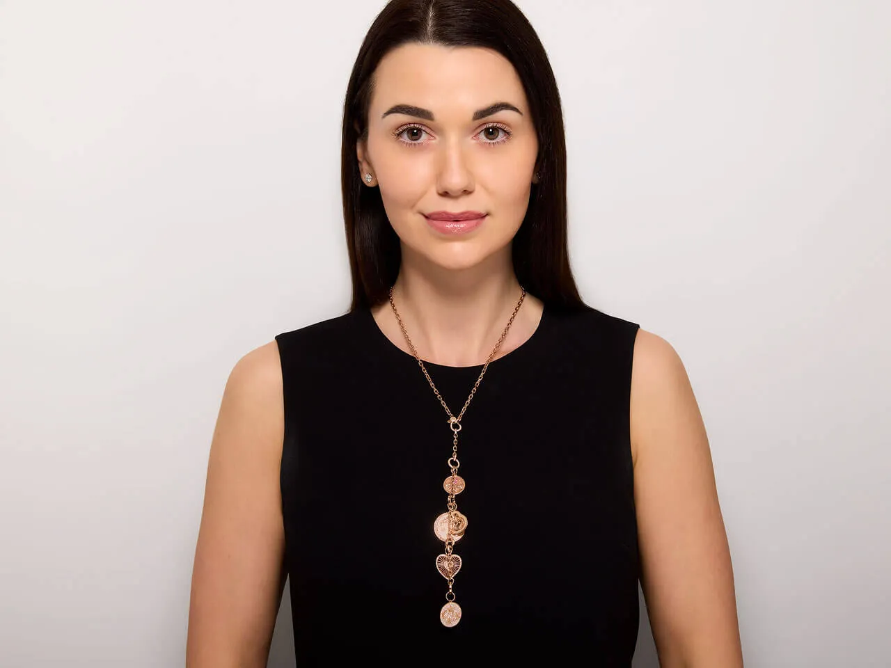 Buddha Lariat Charm Necklace in 14K Rose Gold