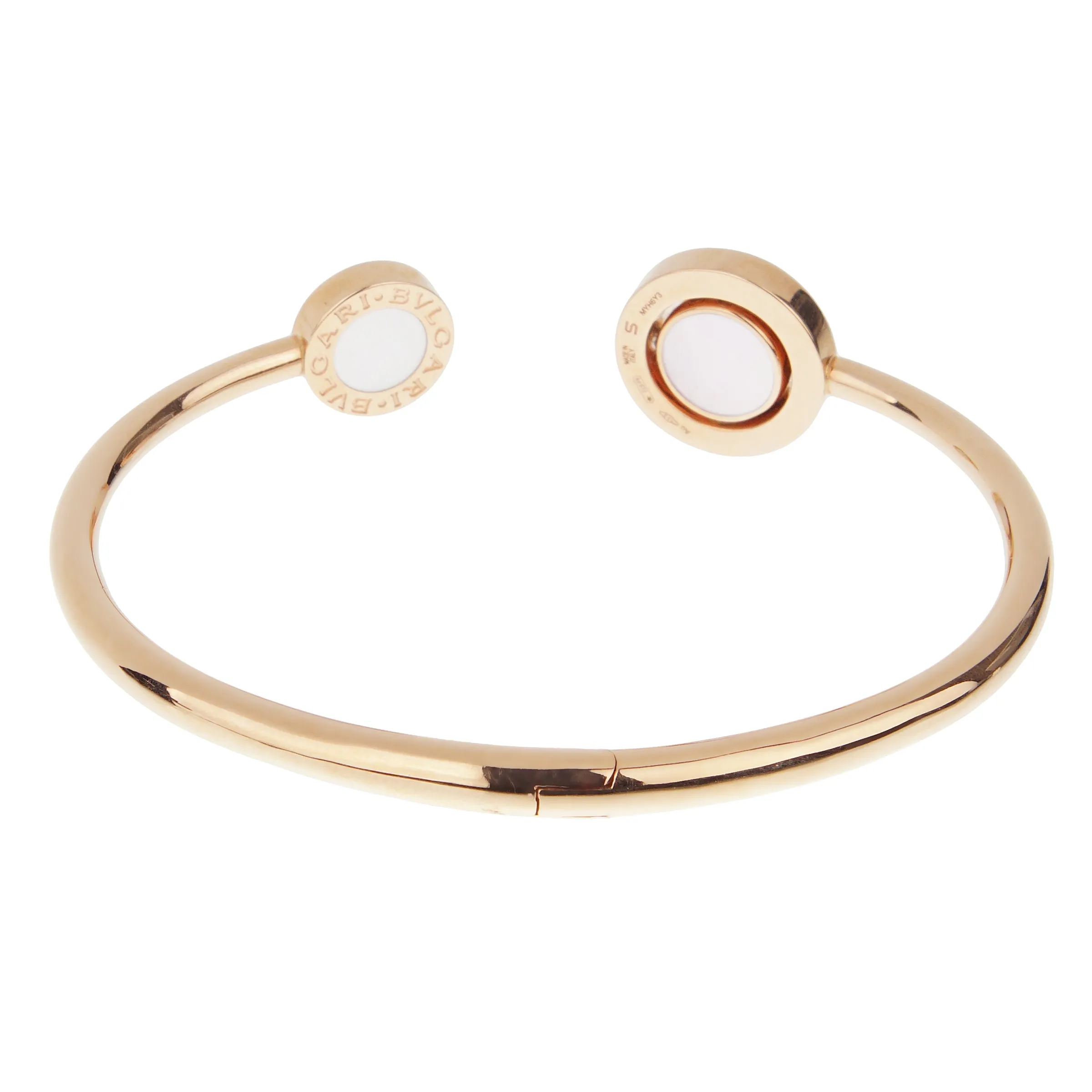 Bvlgari Bvlgari Carnelian Mother of Pearl 18k Rose Gold Cuff Small Bangle