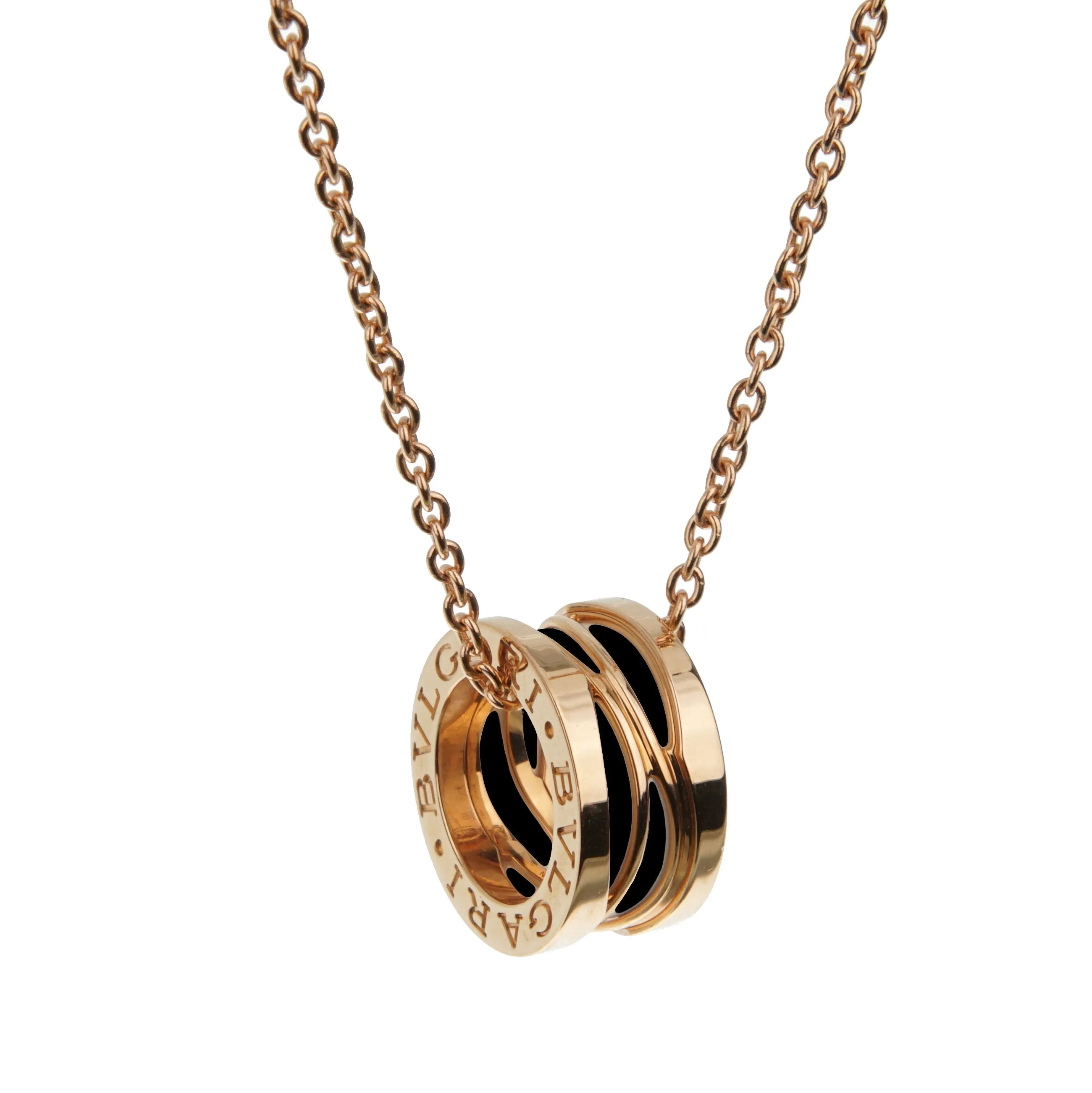 Bvlgari B.zero1 Legend Black Ceramic Rose Gold Pendant Necklace