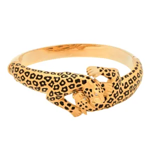 Carrera Post-1980s 18KT Yellow Gold Enamel Panther Bracelet