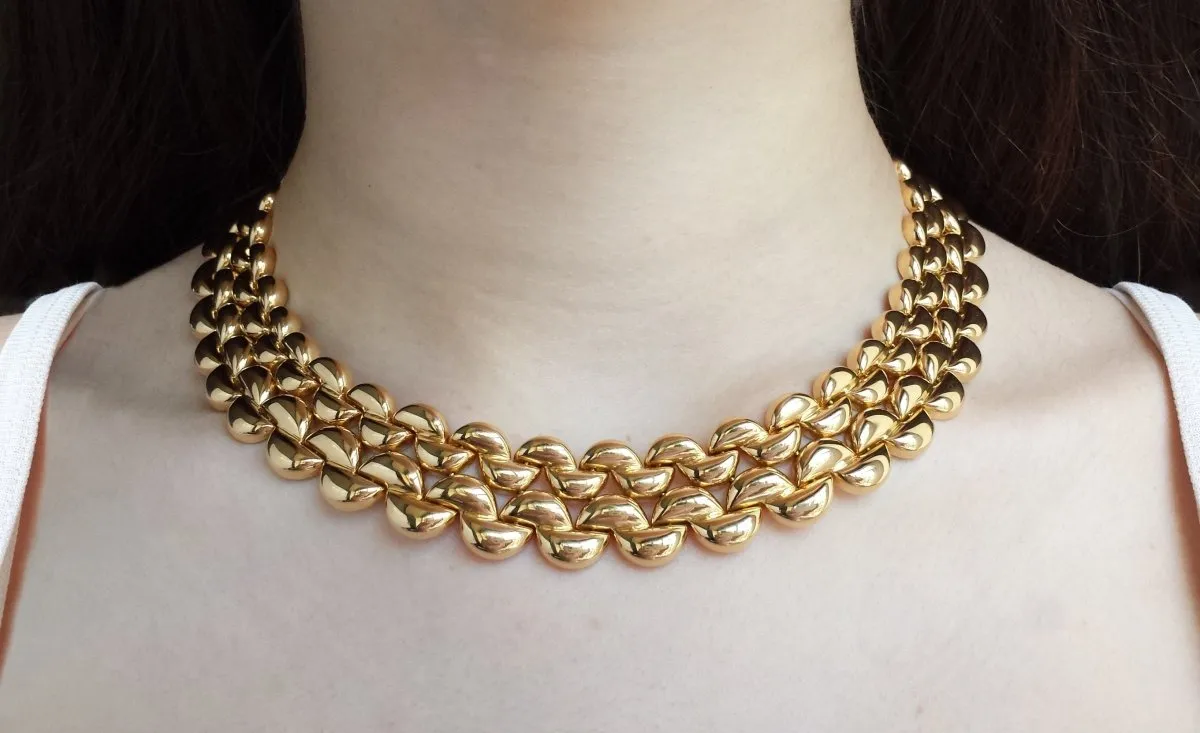 Cartier 1990s Syla Demi-Lune 4-Row 18k Gold Choker Necklace