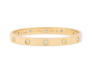 Cartier Diamond 'Love' Bracelet in 18K Gold, Classic Model, 10 Diamonds, Size 16