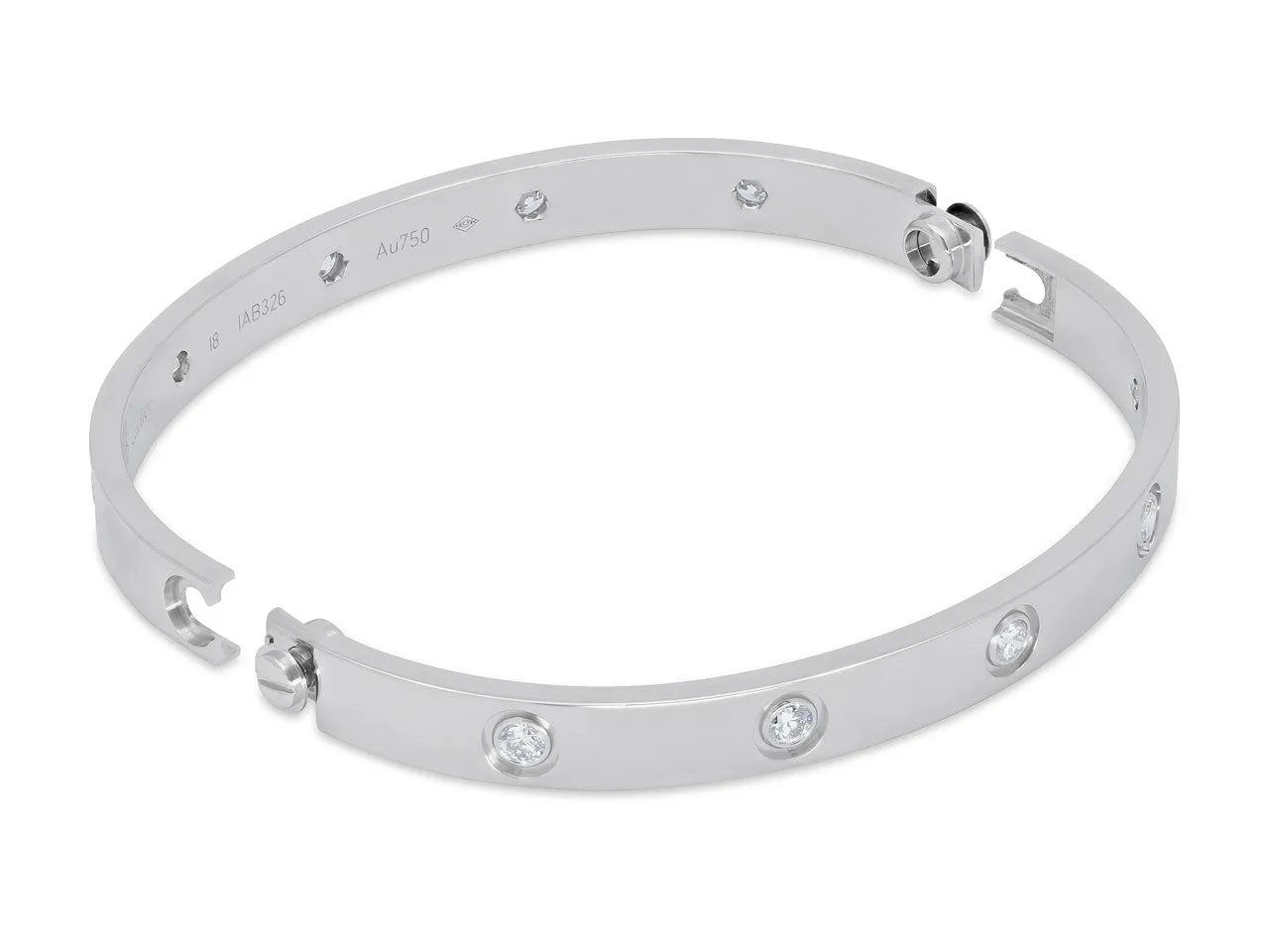 Cartier 'Love' Bracelet, 10 diamonds, 18K White Gold, Size 18