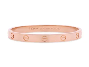 Cartier 'Love' Bracelet in 18K Rose Gold, Classic Model, Size 16