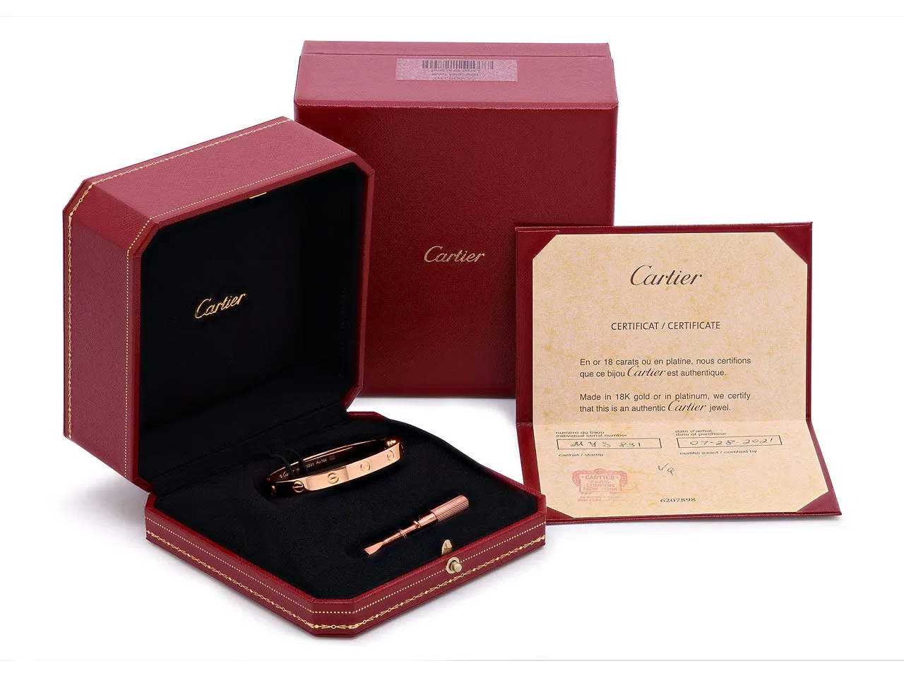 Cartier 'Love' Bracelet in 18K Rose Gold, Classic Model, Size 16