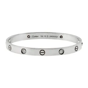 Cartier Love White Gold 4 Diamond Bangle Bracelet