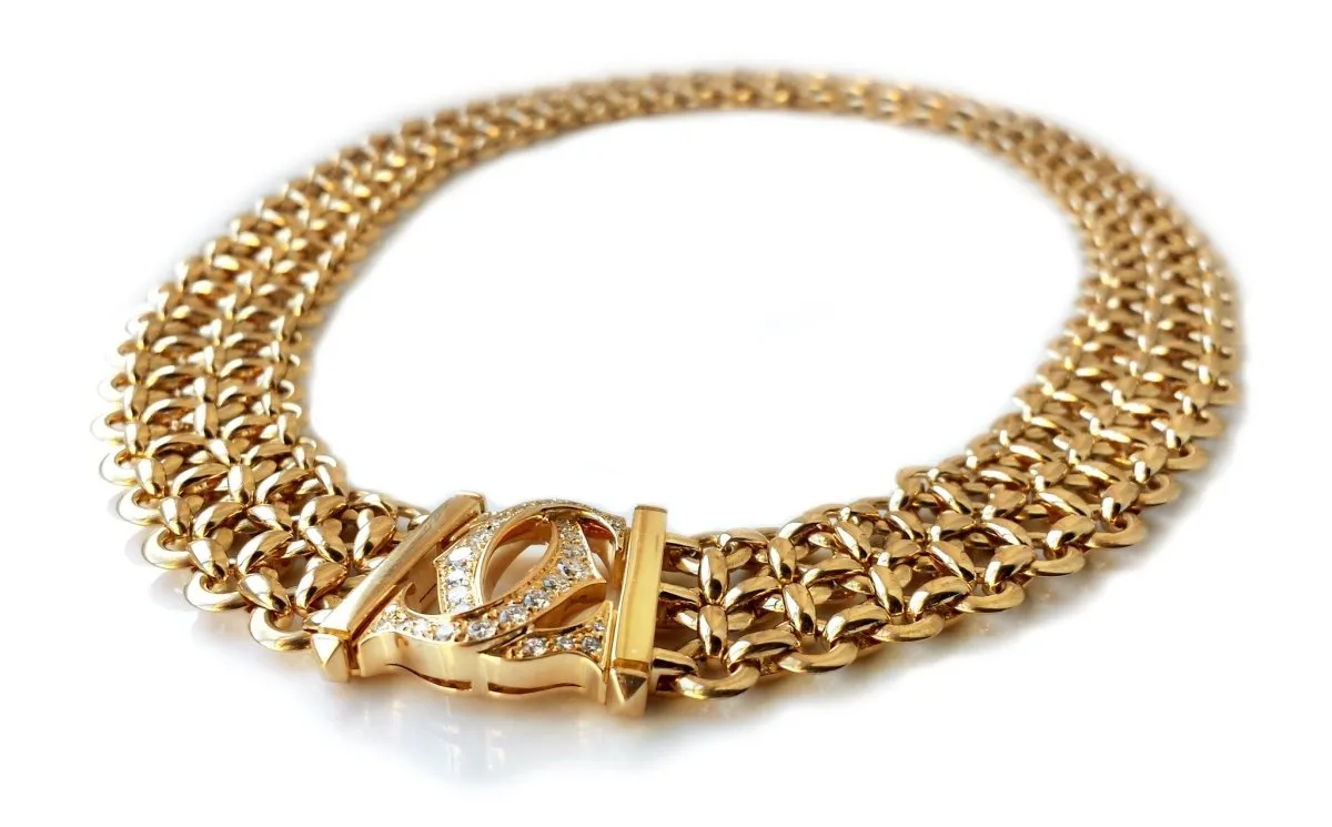 Cartier Penelope 3-row Choker / Necklace in 18k Gold with Diamonds