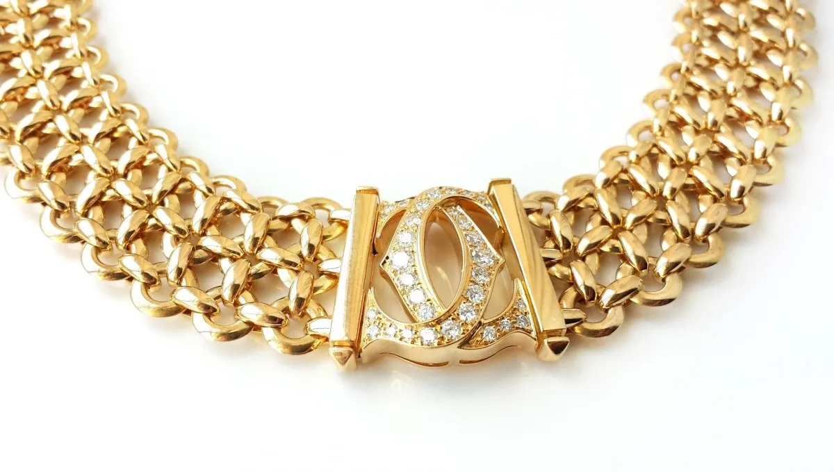 Cartier Penelope 3-row Choker / Necklace in 18k Gold with Diamonds