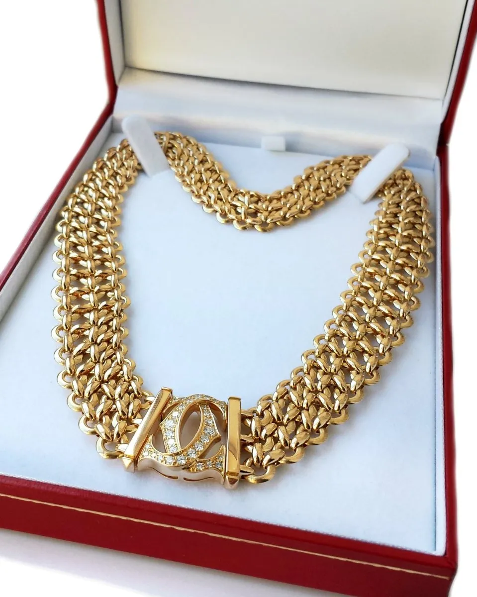 Cartier Penelope 3-row Choker / Necklace in 18k Gold with Diamonds