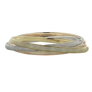 Cartier Post-1980s 18KT Rose, White & Yellow Gold Diamond Trinity Bracelet