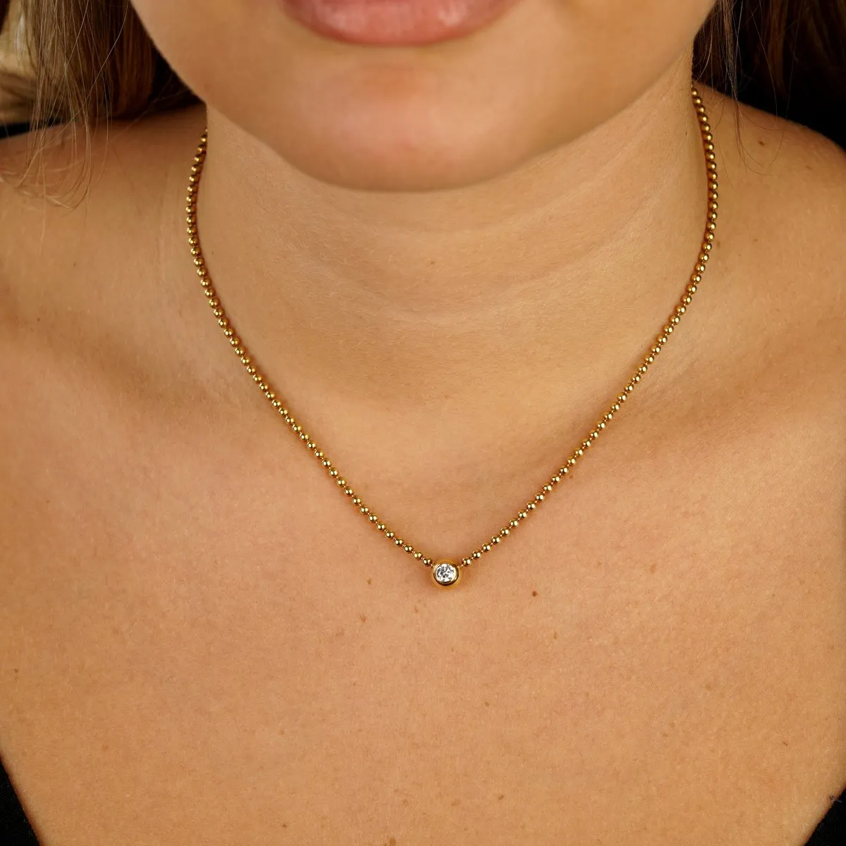 Cartier Vintage Solitaire Diamond Gold Pendant Necklace