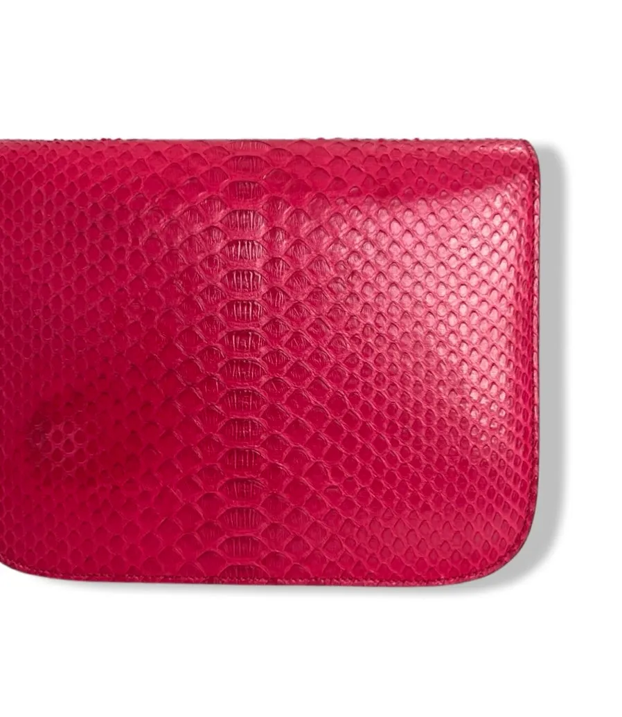Celine Box Bag Classique Rasberry Red Exotic Leather, Gold Hardware