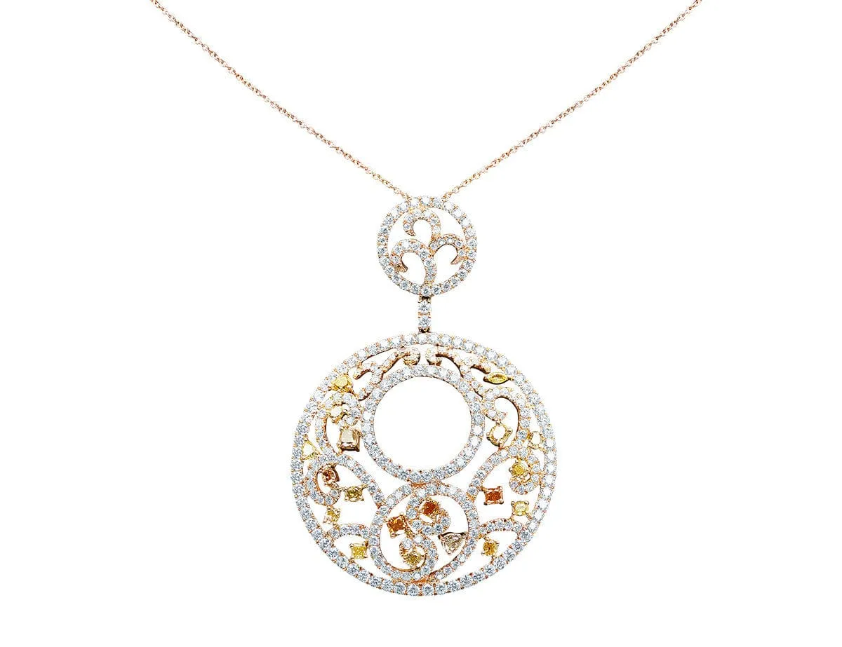 Circular18kt Rose Gold Multicolor Diamond Pendant