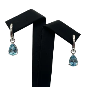 Daisy Exclusive 3.41ct Aquamarine Pear Drop Earring Enhancers 18k white gold