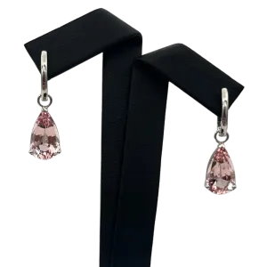 Daisy Exclusive 6.38ct Morganite Pear Drop Earring Enhancers 18k white gold