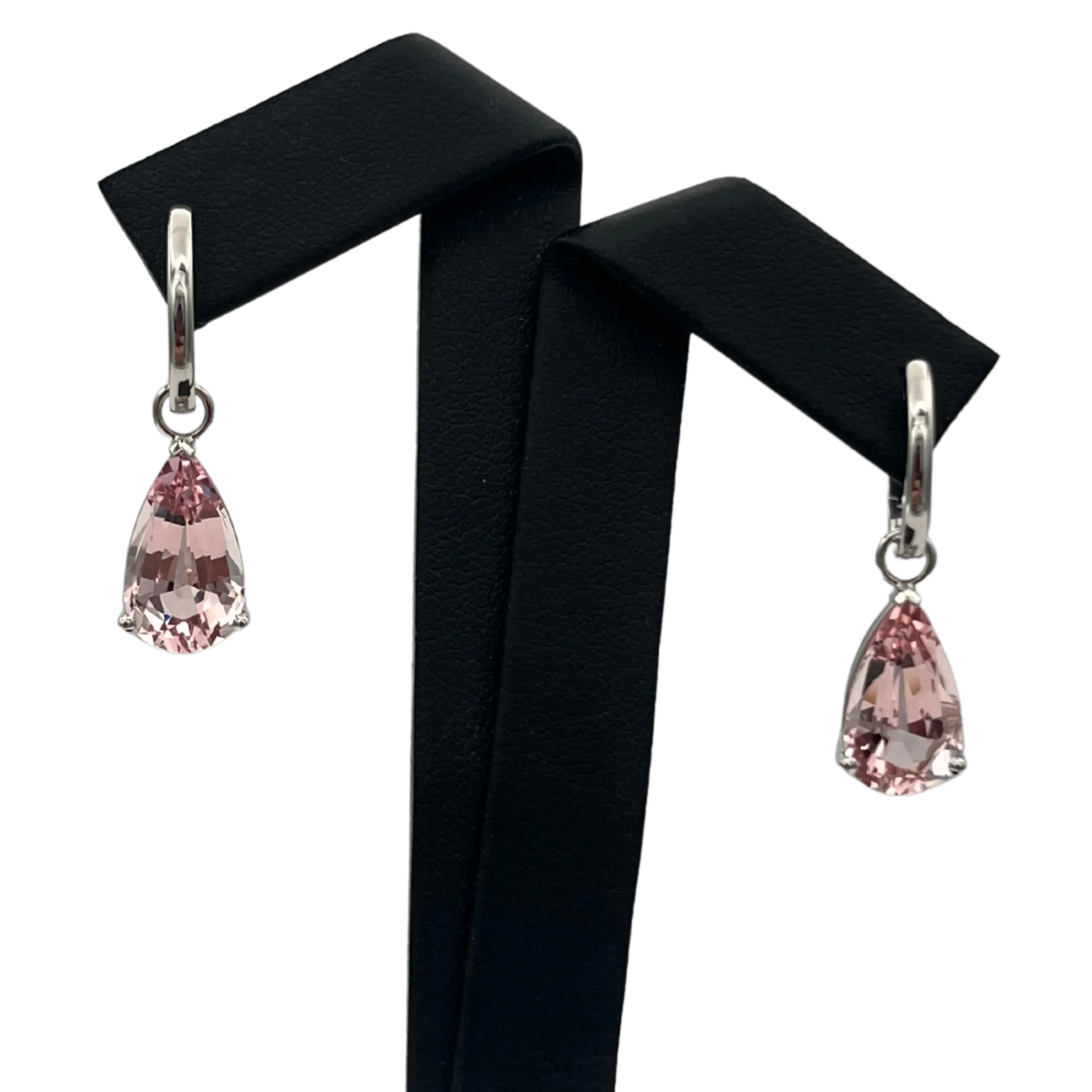Daisy Exclusive 6.38ct Morganite Pear Drop Earring Enhancers 18k white gold