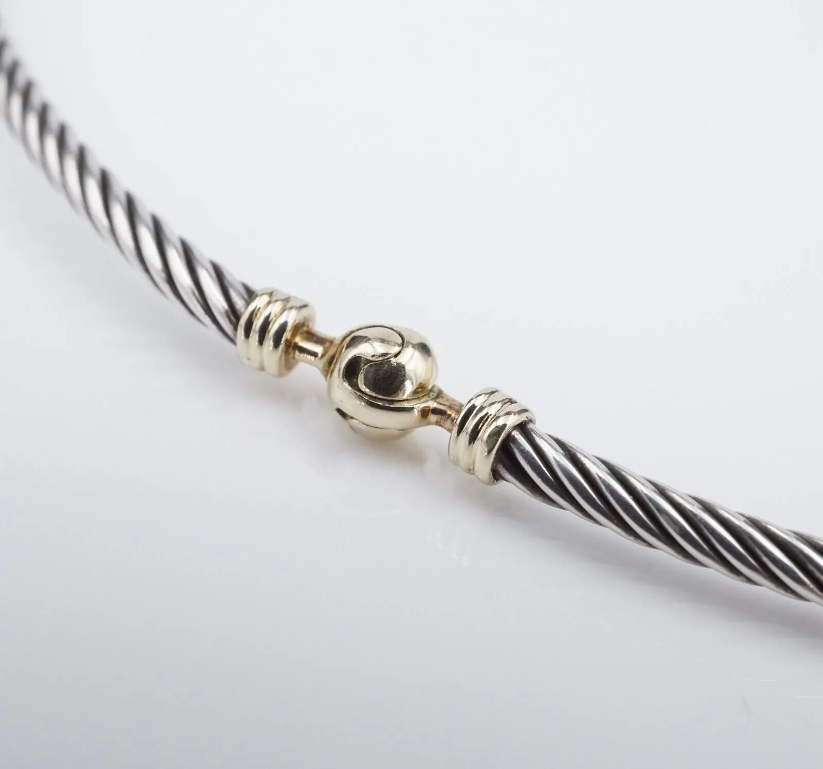 David Yurman Sterling Silver 14k Cable Necklace Collar Choker 15" 3mm NS2077