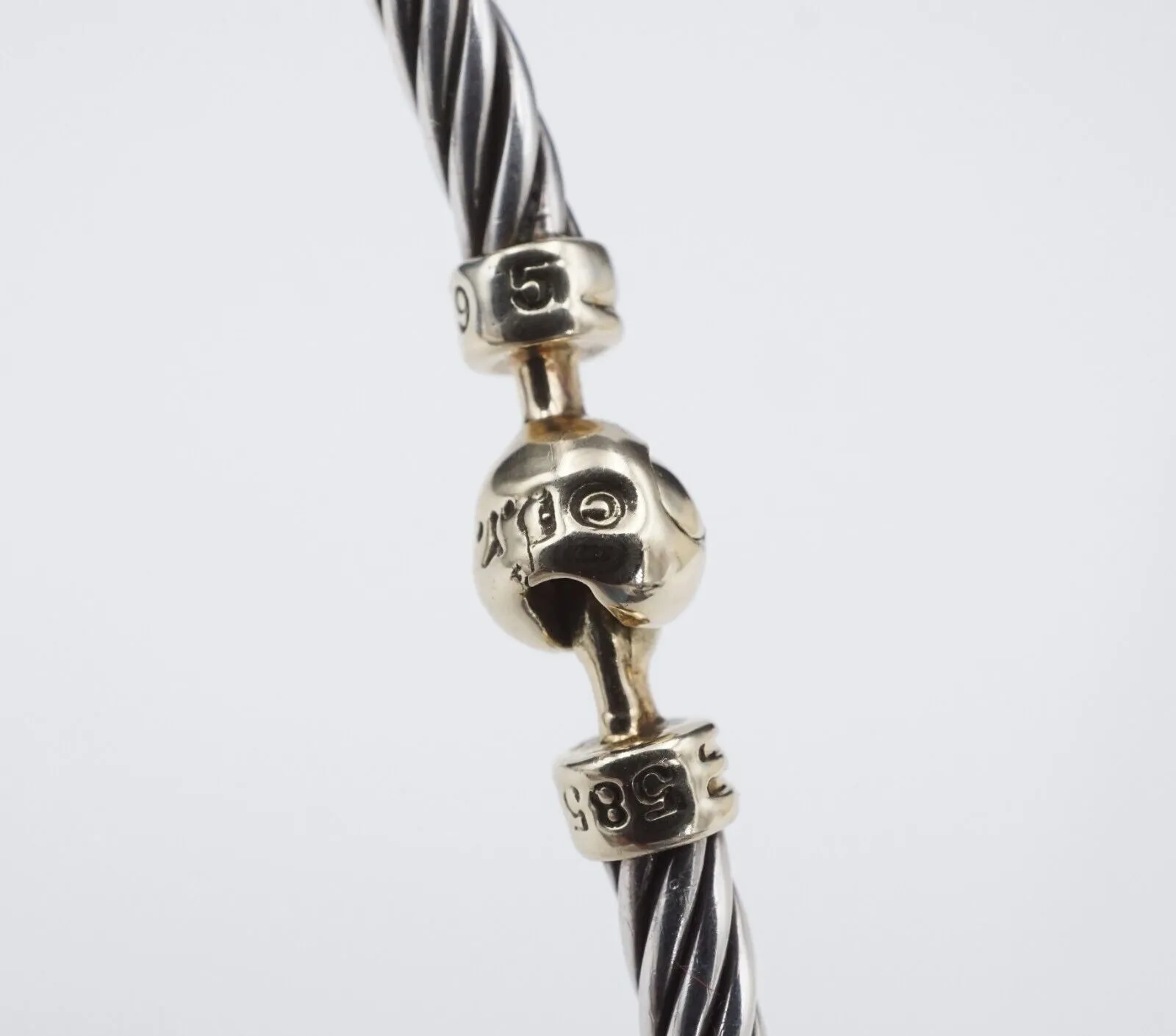 David Yurman Sterling Silver 14k Cable Necklace Collar Choker 15" 3mm NS2077