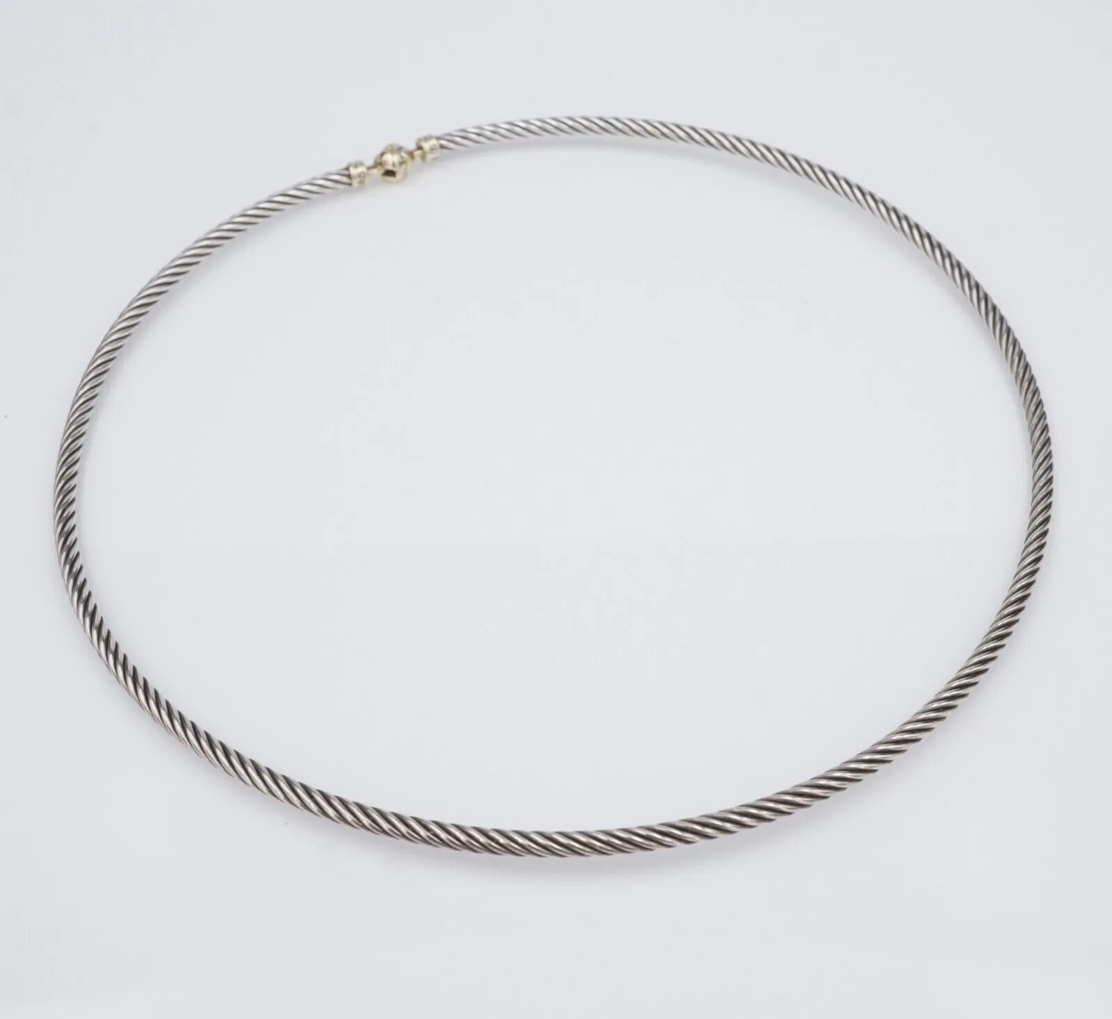 David Yurman Sterling Silver 14k Cable Necklace Collar Choker 15" 3mm NS2077
