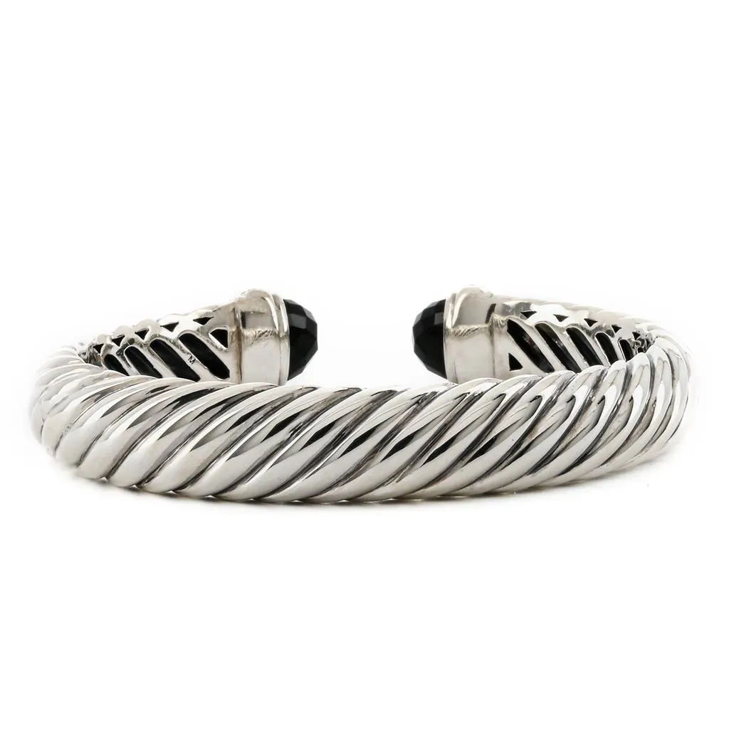 David Yurman | Waverly Cable Cuff Bracelet - Onyx   Diamond, 11mm - 925 Sterling Silver
