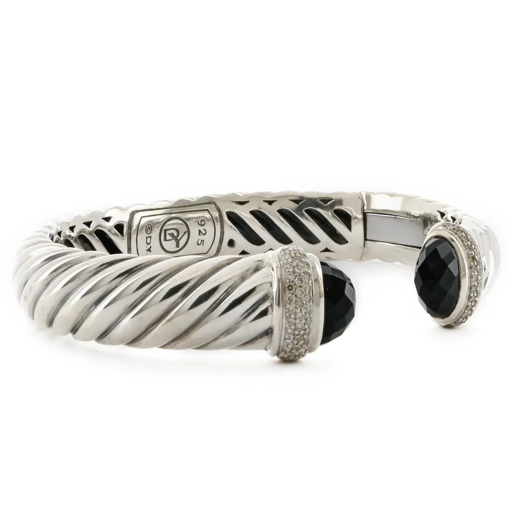 David Yurman | Waverly Cable Cuff Bracelet - Onyx   Diamond, 11mm - 925 Sterling Silver