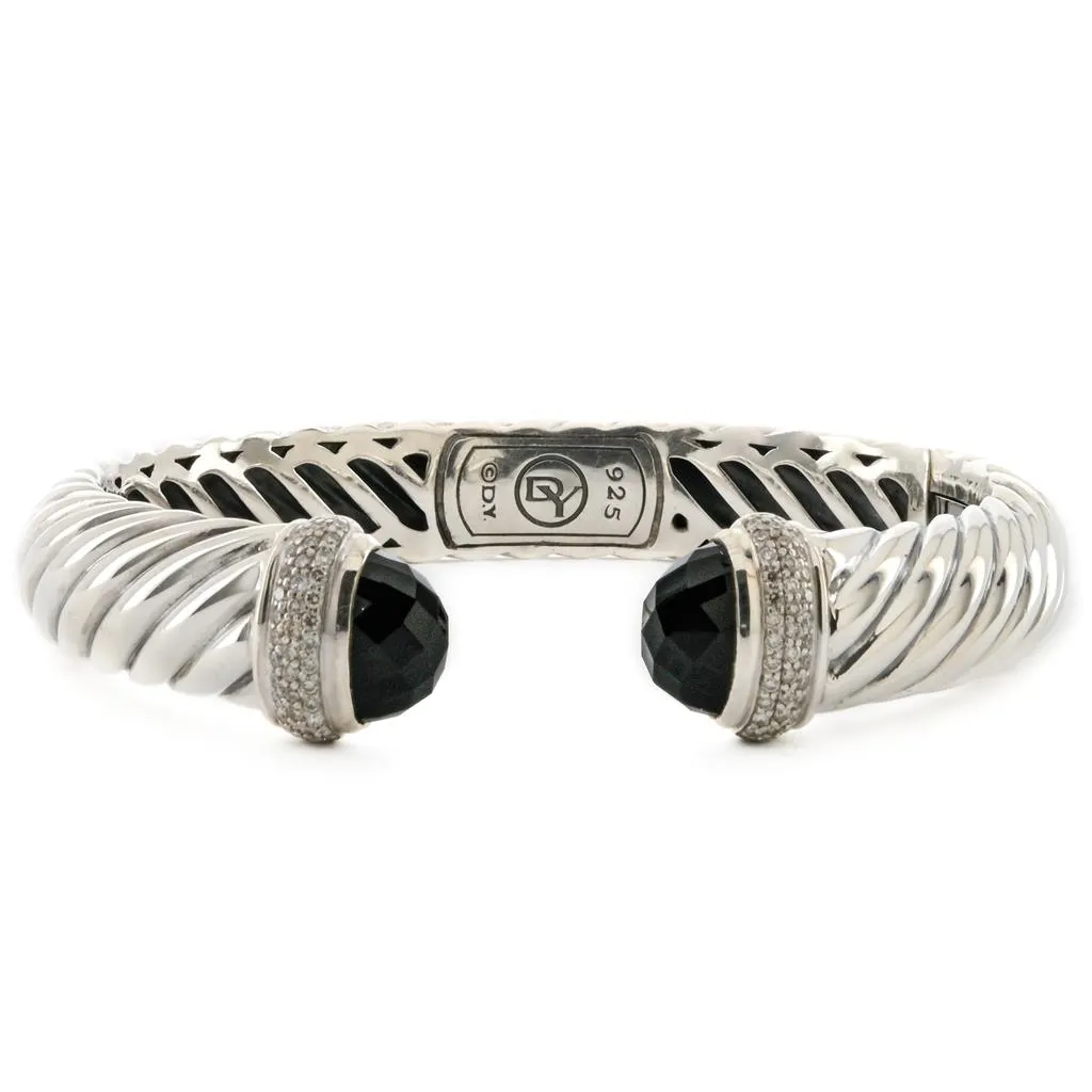 David Yurman | Waverly Cable Cuff Bracelet - Onyx   Diamond, 11mm - 925 Sterling Silver