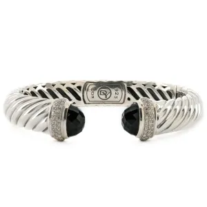 David Yurman | Waverly Cable Cuff Bracelet - Onyx   Diamond, 11mm - 925 Sterling Silver