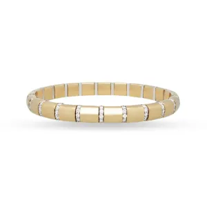 DEMEGLIO 'PURA ORO' 18CT YELLOW GOLD AND DIAMOND STRETCH BANGLE