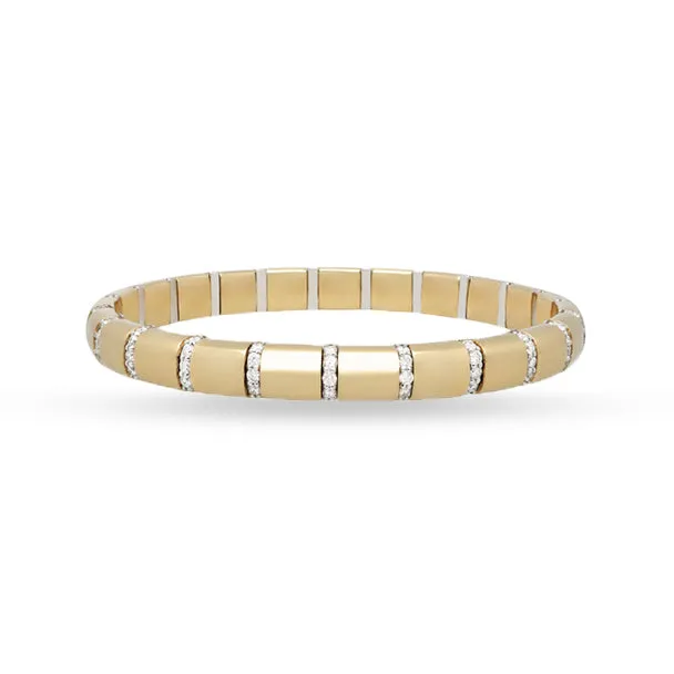DEMEGLIO 'PURA ORO' 18CT YELLOW GOLD AND DIAMOND STRETCH BANGLE