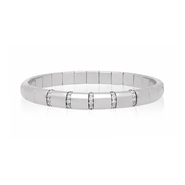 DEMEGLIO "PURA ORO" SMALL 18CT WHITE GOLD AND DIAMOND STRETCH BANGLE
