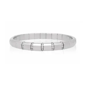 DEMEGLIO "PURA ORO" SMALL 18CT WHITE GOLD AND DIAMOND STRETCH BANGLE
