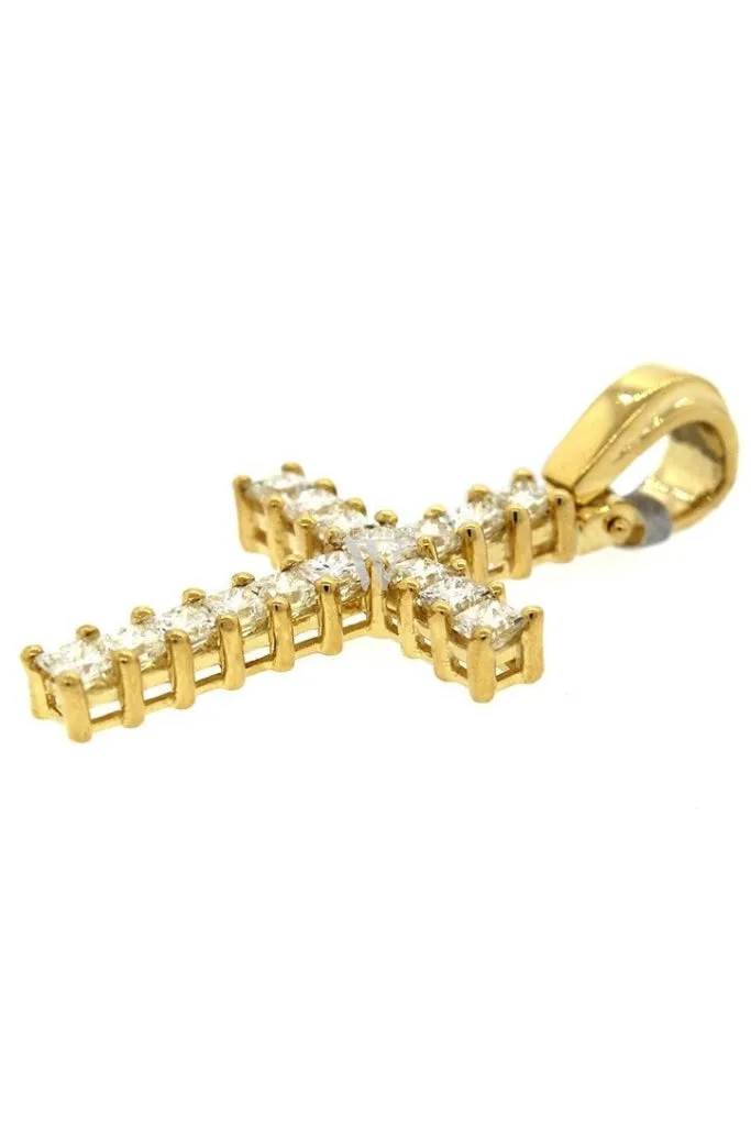 Diamond Cross Pendent 3.34ct 14K Gold