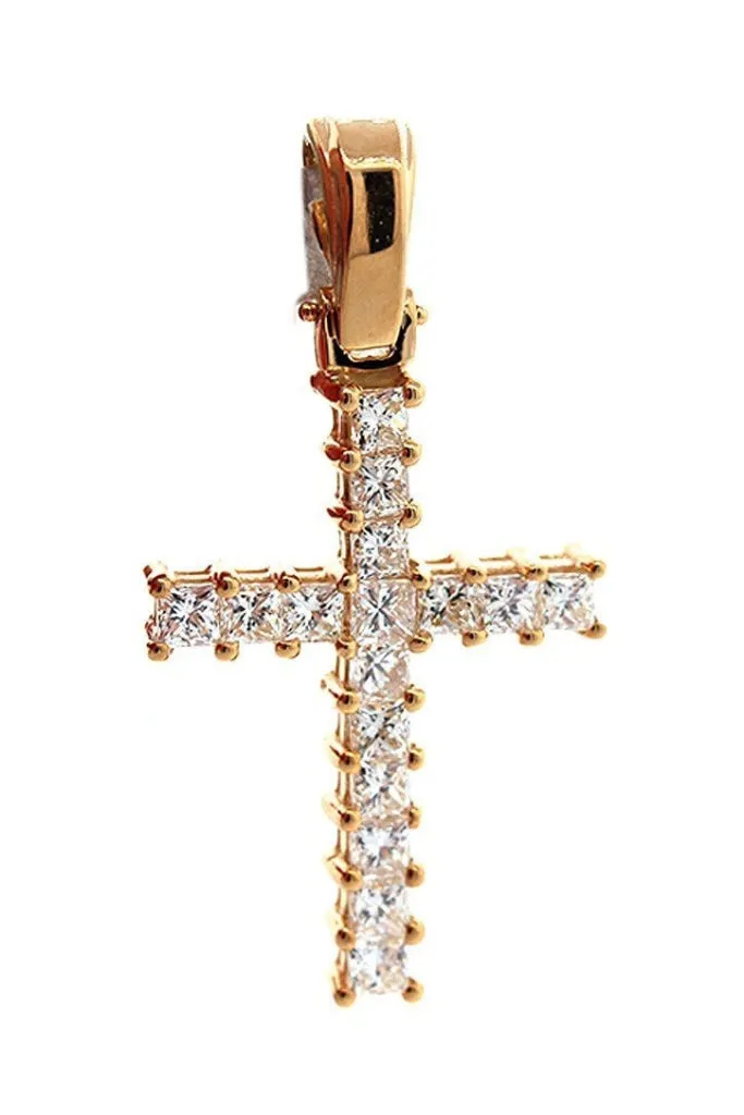 Diamond Cross Pendent 3.34ct 14K Gold