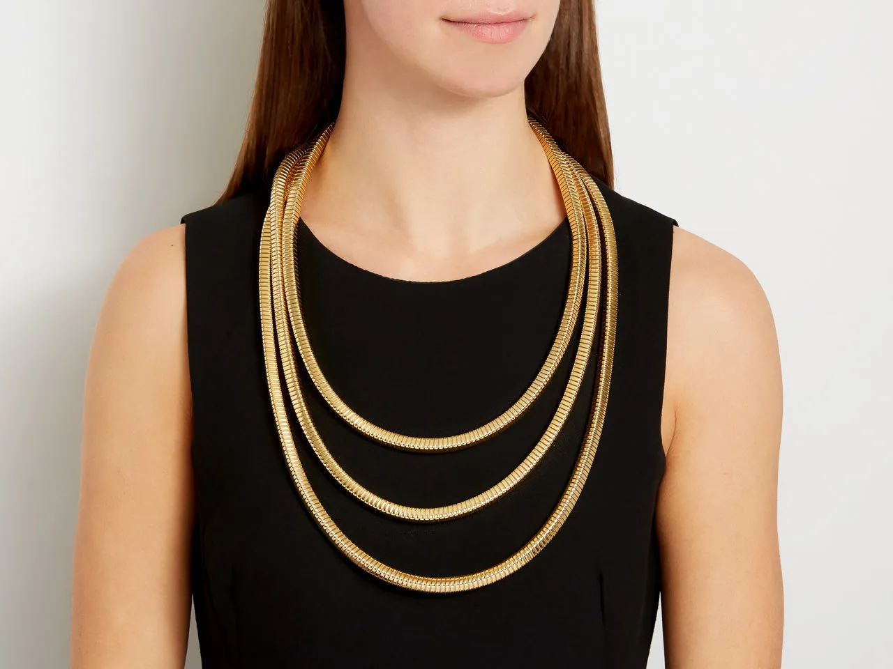 'Duemetri' Tubogas Necklace in 18K Gold, by Beladora
