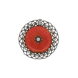 Edwardian Platinum Enamel & Diamond Watch Pendant