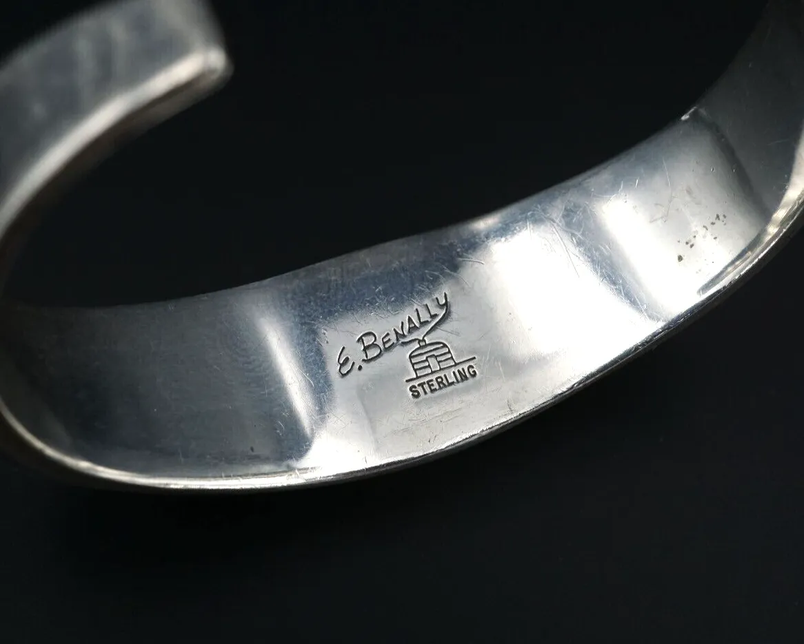Ernest Benally Sunface Mosaic Inlay Sterling Silver Cuff Bracelet 6" BS2724