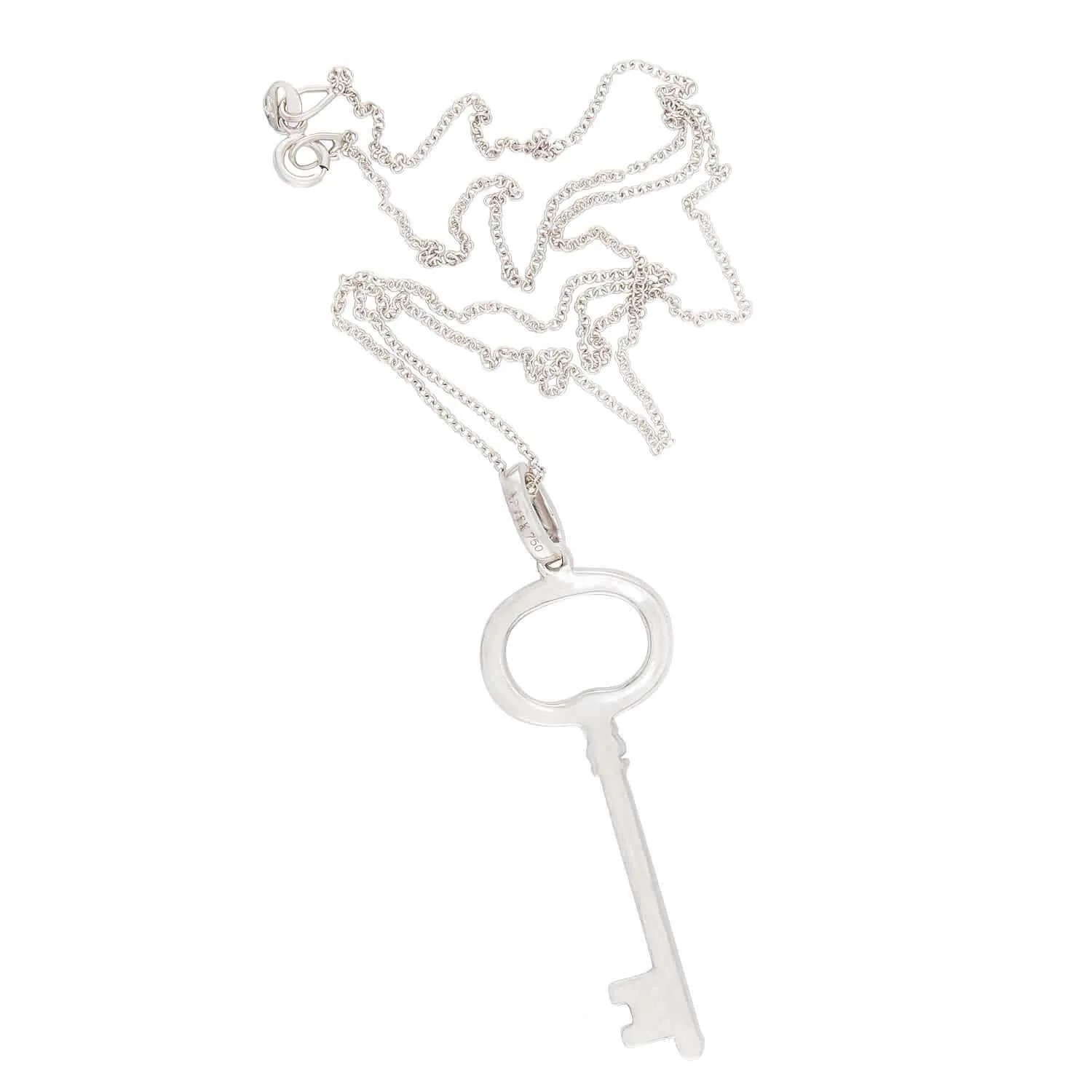 Estate 18k Diamond Key Pendant Necklace