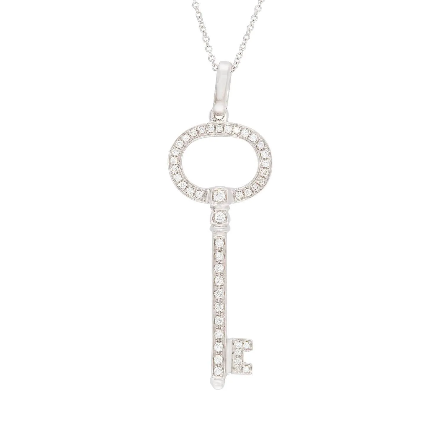 Estate 18k Diamond Key Pendant Necklace