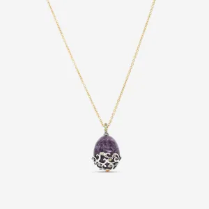 Faberg Rococo Stoneflower Sterling Silver Garnet and Yellow Sapphires Pendant 189FP413/1