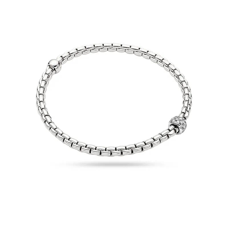 FOPE 'EKA' 18CT WHITE GOLD PAVE DIAMOND FLEXT BRACELET MEDIUM SIZE