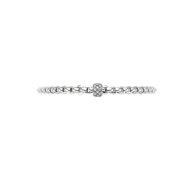 FOPE 'EKA' 18CT WHITE GOLD PAVE DIAMOND FLEXT BRACELET MEDIUM SIZE