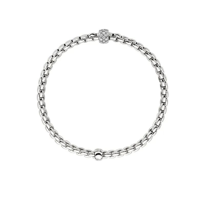 FOPE 'EKA' 18CT WHITE GOLD PAVE DIAMOND FLEXT BRACELET MEDIUM SIZE
