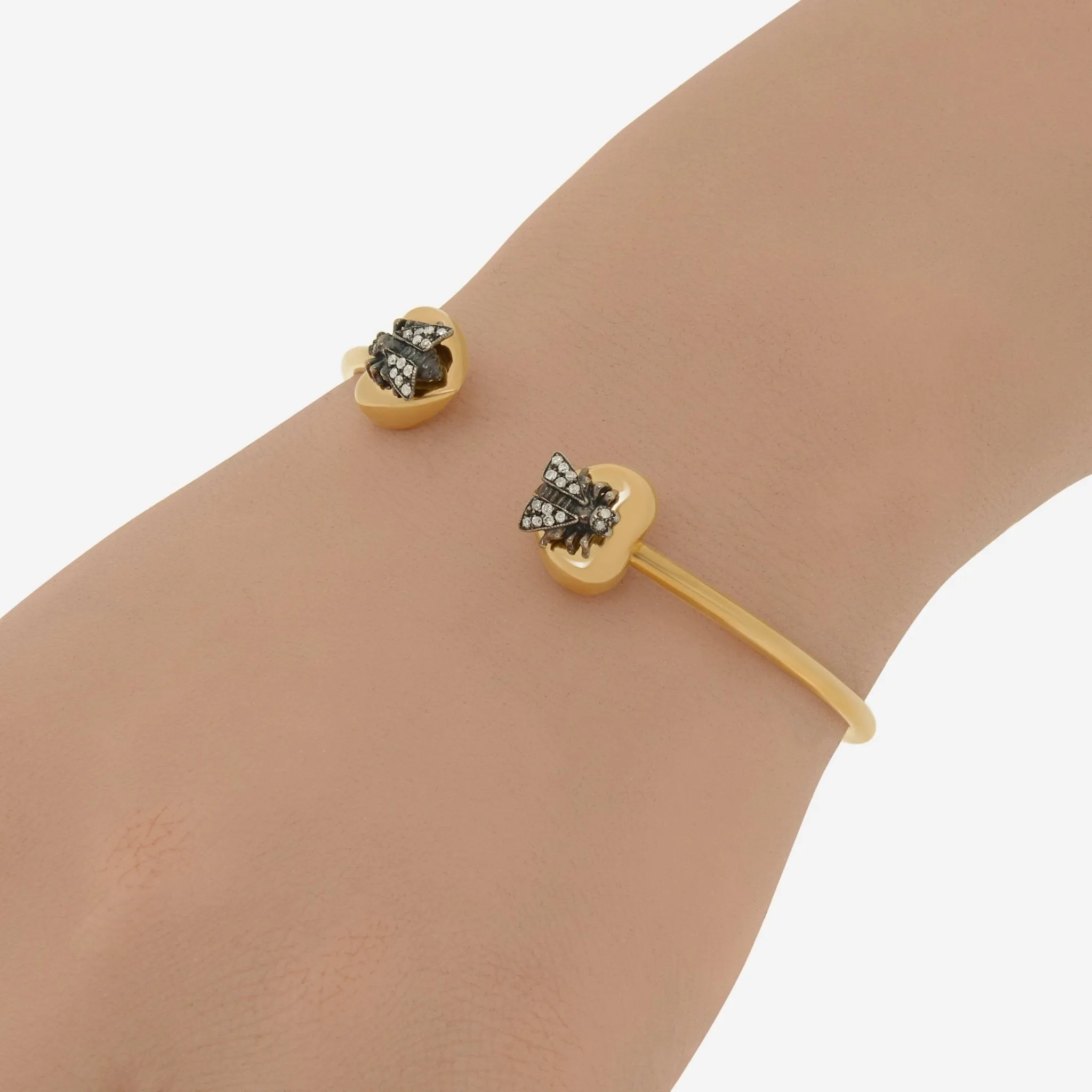 Gucci Le Marche Des Merveilles 18K Yellow Gold and Sterling Silver, Diamond Cuff Bracelet YBA433753001017