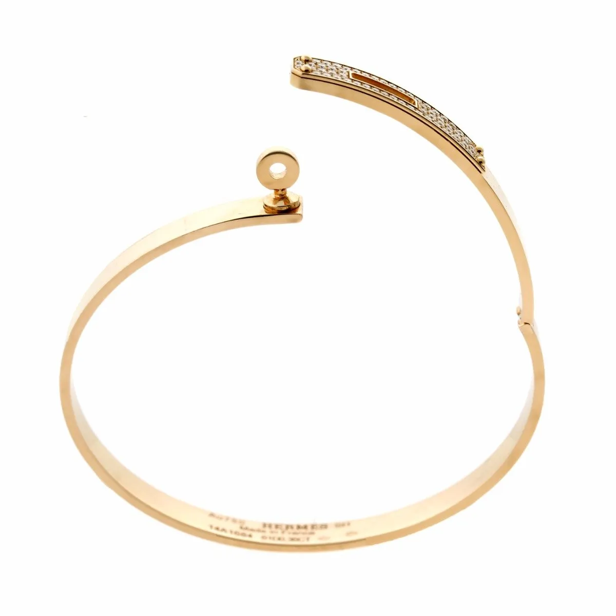 Hermes Kelly Diamond Rose Gold Bangle Bracelet