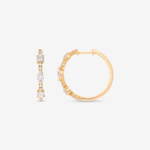 Ina Mar 14K Yellow Gold, Round and Oval Shape Diamonds 1.69ct. twd. Hoop Earrings CN/566433